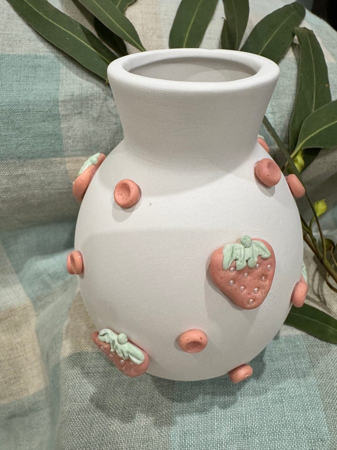 Strawberry Clay Vase