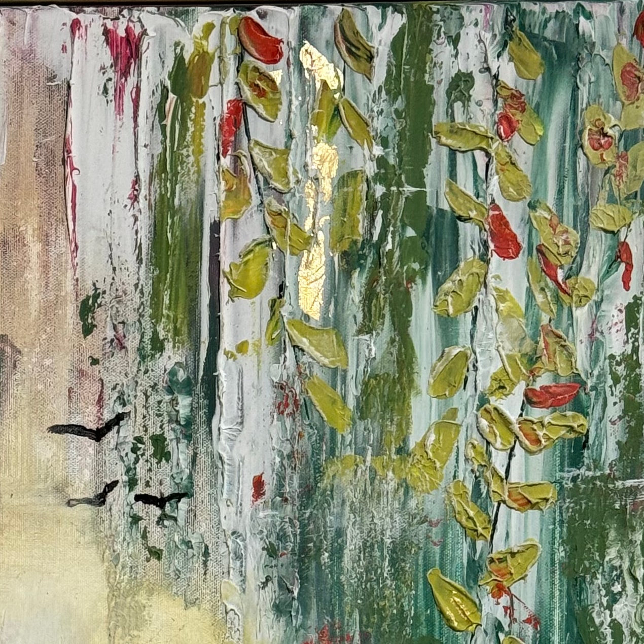 Detail of the painting, showing the surface texture up close.