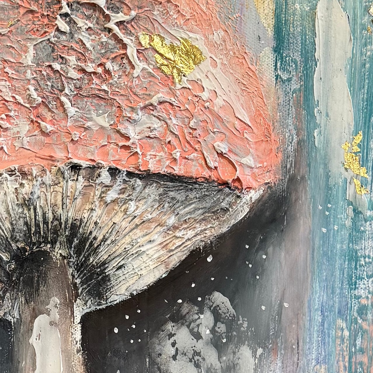 Detail of Where Giants Grow, showing the surface texture up close.